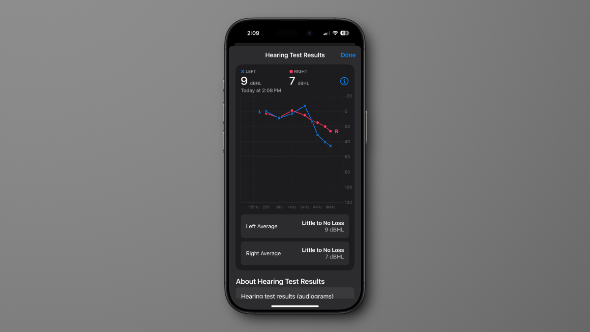 iOS 18 hearing test results